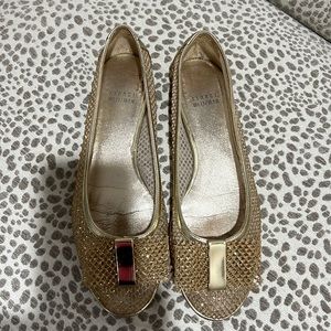 Lightly worn Stuart Weizmann Gold mesh ballet flats